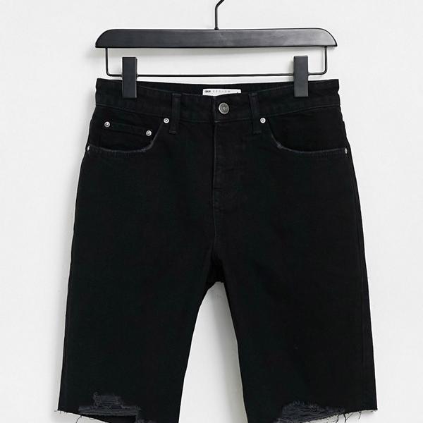 珍しい エイソス Asos Asos Asos Designスリムデニムショートパンツ 黒 裾は生 パンツ ボトム メンズ 男性 インポートブランド 小さいサイズから大きいサイズまで 最新情報 Www Teckborn Com