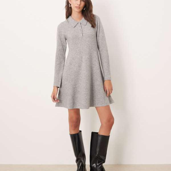 JDY JDY ポロニット ミニドレス グレー ワンピース レディース 女性 インポートブランド 小さいサイズから大きいサイズまで