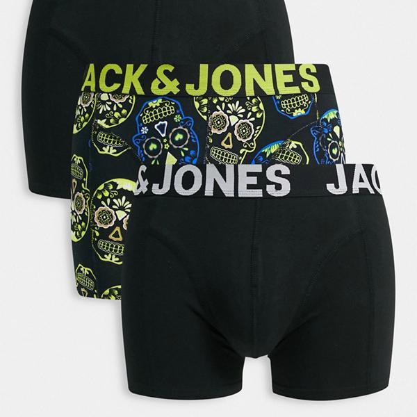 ジャックアンドジョーンズ Jack Jones ジャック ジョーンズ3パックトランクスカルプリントブラック 下着 メンズ 男性 インポートブランド 小さいサイズから大きいサイズまで Andapt Com