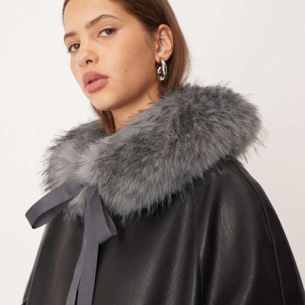 エイソス ASOS asos ASOS DESIGN フェイクファー ショートカラー（グレー） パンツ ボトム レディース 女性 インポートブランド 小さいサイズから大きいサイズまで