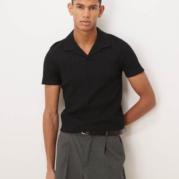 エイソス ASOS asos ASOS DESIGN ヘビーウェイト マッスルフィット リビア ポロ（ブラック リブ） トップス メンズ 男性 インポートブランド 小さいサイズから大きいサイズまで