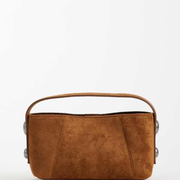 エイソス ASOS asos ASOS DESIGN スタッズ付き添い人フェイクスエードグラブバッグ、取りはらい能力のあるなクロスボディストラップ付き添い人、うす暗いタン 鞄 レディース 成人女性 インポートブランド