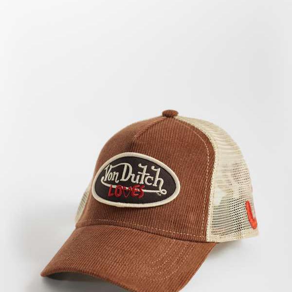 Von Dutch Loves コーデュロイ製トラッカーキャップ（ブラウン） 帽子