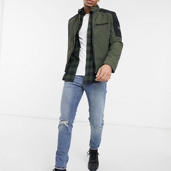 人気絶頂 カルバンクライン Calvin Klein カーキ色のcalvinkleinナイロンバイカージャケット アウター メンズ 男性 インポートブランド 小さいサイズから大きいサイズまで 宅送 Www Balloonylandkw Com