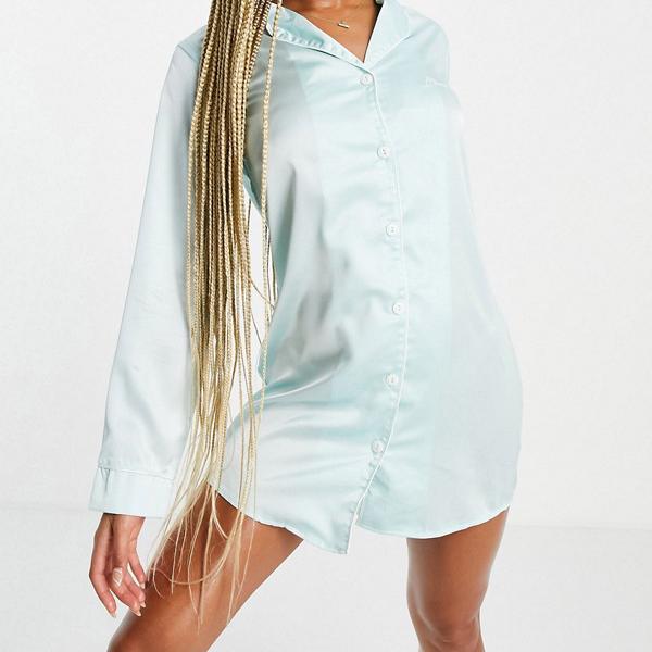 ミスガイデッド Missguided 青のパイピングと見当違いのサテンのナイトドレス ワンピース レディース 女性 インポートブランド 小さいサイズから大きいサイズまで Gamerzos Com