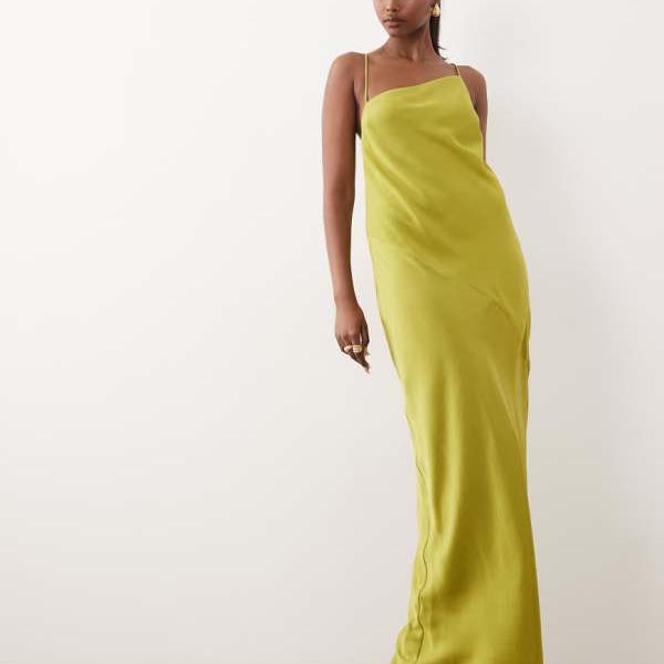 エイソス ASOS asos ASOS DESIGN ハイブリッドサテンパネルキャミマキシドレス（シャルトリューズ） 衣装 レディース 成人女性 インポートブランド 弱められた大きさから馬鹿でかい大きさまで
