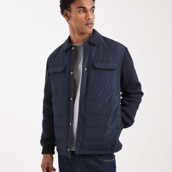 エイソス ASOS asos ASOS DESIGN レギュラーキルティングライナージャケット（ネイビー） アウター メンズ 男性 インポートブランド 小さいサイズから大きいサイズまで