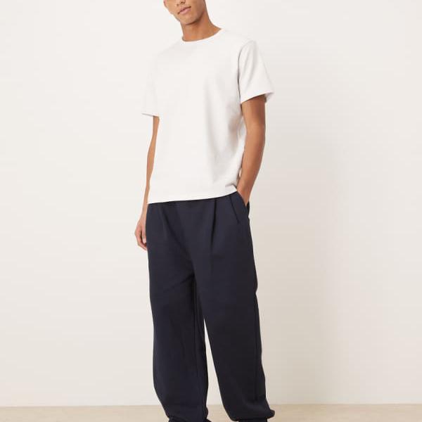 エイソス ASOS asos ASOS DESIGN 割り増し金 ヘビーウェイト コーデ ワイドレッグ ジョガー 筋目 米国海軍 ズボン下 下つ方 メンズ 成人男性 インポートブランド たわい無い大きさから気が大きい大きさまで