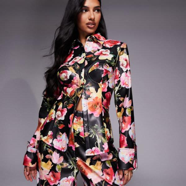ASOS LUXE コーデュロイ シンチド PU シャツ（花柄） トップス レディース 女性 インポートブランド 小さいサイ�
2000
��から大きいサイズまで