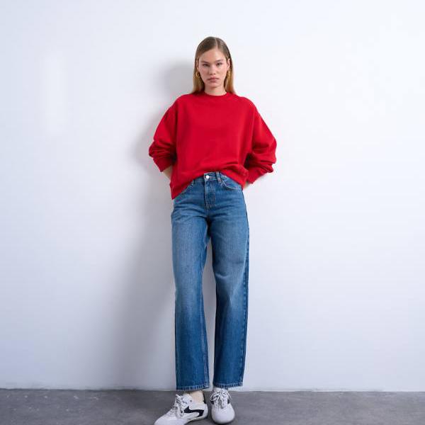 トップショップ Topshop TOPSHOP トップショップ シンチ ローライズ リラックス ジーンズ（ミッドブルー） パンツ ボトム レディース 女性 インポートブランド 小さいサイズから大きいサイズまで