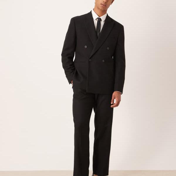 エイソス ASOS asos ASOS DESIGN ウール ストレートスーツパンツ（ブラック） パンツ ボトム メンズ 男性 インポートブランド 小さいサイズから大きいサイズまで