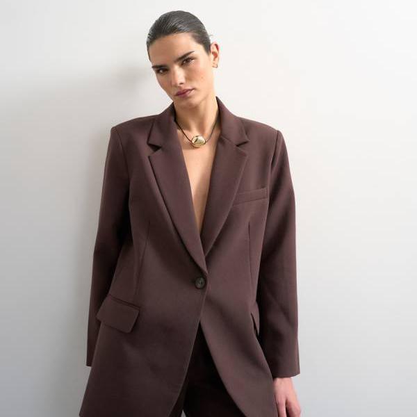 トップショップ Topshop TOPSHOP トップショップ コーデ 2ボタン リラックスフィット ブレザー チョコレート アウター レディース 女性 インポートブランド 小さいサイズから大きいサイズまで