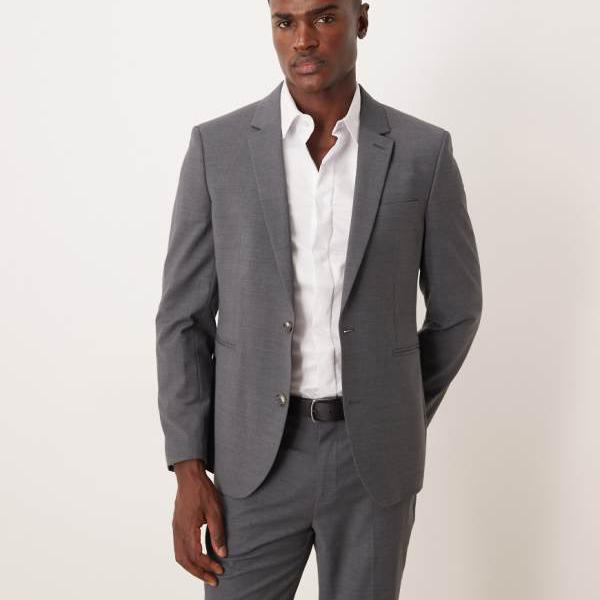 エイソス ASOS asos ASOS DESIGN ウォッシャブルウール スリムスーツジャケット（チャコール） アウター メンズ 男性 インポートブランド 小さいサイズから大きいサイズまで