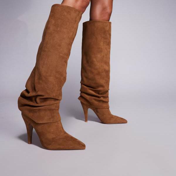 エイソス ASOS asos ASOS DESIGN カリッサ スラウチヒールニーブーツ（タンスエード） 靴 レディース 女性 インポートブランド 小さいサイズから大きいサイズまで