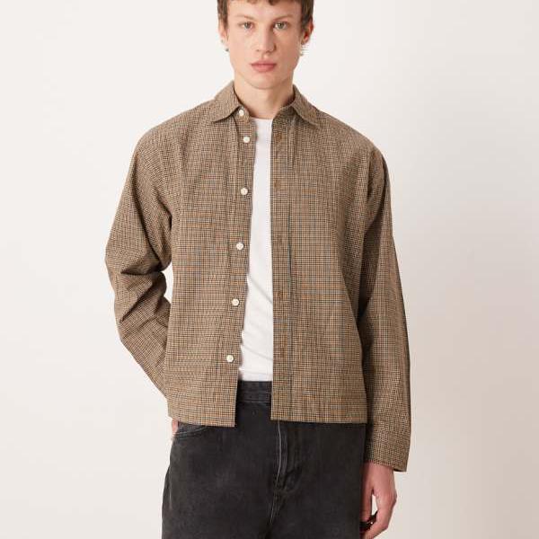 セレクテッド オム Selected Homme selected homme 厳選されたオーバーサイズのボックスチェックシャツ（ブラウン） トップス メンズ 男性 インポートブランド 小さいサイズから大きいサイズまで