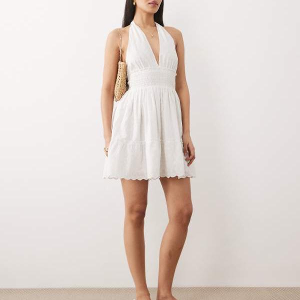 Iisla \u0026 Bird ブロデリー ホルターネック 御召しもの、白いこと 衣装 レディース 成人女性 インポートブランド 弱められた大きさから馬鹿でかい大きさまで