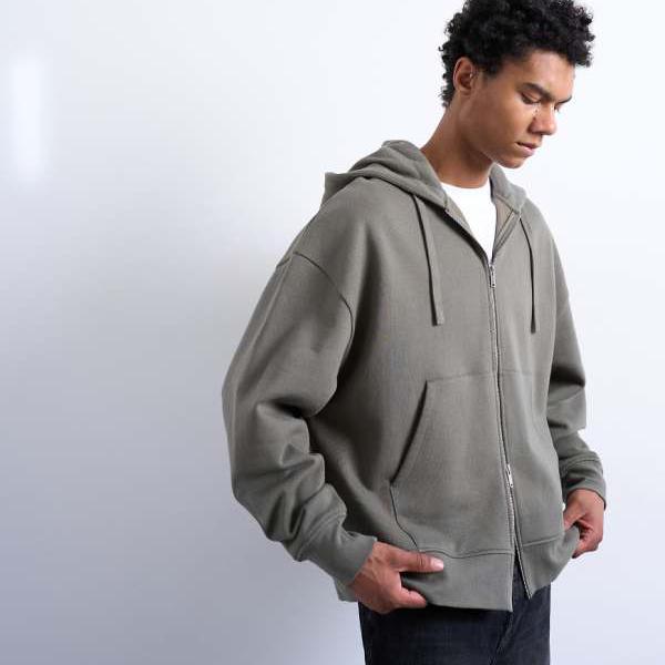 トップマン Topman TOPMAN Topman ヘビーウェイト オーバーサイズ ジップスルー パーカー（オリーブ） トップス メンズ 男性 インポートブランド 小さいサイズから大きいサイズまで