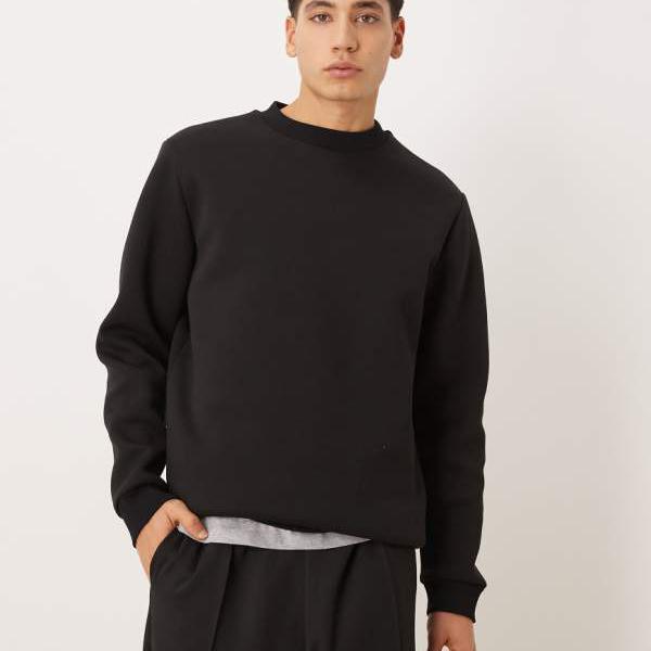 エイソス ASOS asos ASOS DESIGN スキューバスタイルの出どころを当て嵌めるしたトレーナー（黒いこと） トップス メンズ 成人男性 インポートブランド たわい無い大きさから気が大きい大きさまで