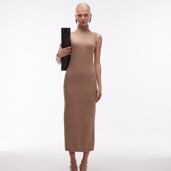 エイソス ASOS asos ASOS DESIGN ロールネック ミッドウェイト マキシドレス（キャメル） ワンピース レディース 女性 インポートブランド 小さいサイズから大きいサイズまで