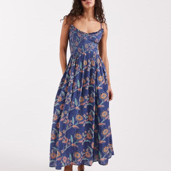 フリーピープル Free People フリーピープルのシエラプリントミディドレス（ブルーフローラルコンボ） ワンピース レディース 女性 インポートブランド 小さいサイズから大きいサイズまで｜セレクトショップ　Diva　Closet