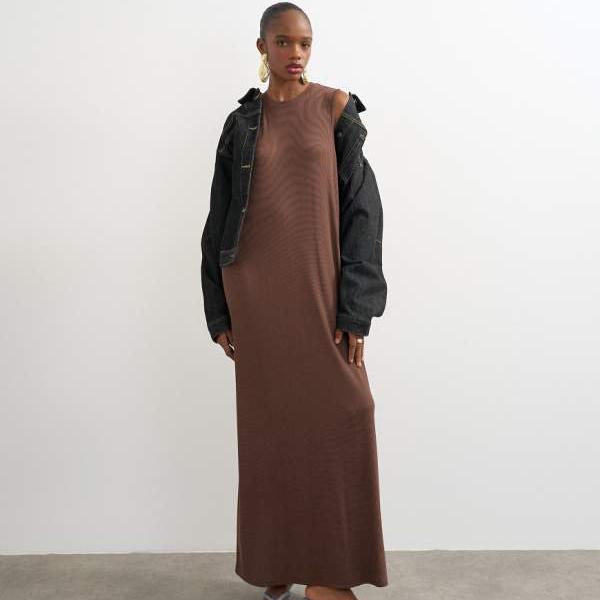 トップショップ Topshop TOPSHOP トップショップのドロップアームホールリブマキシドレス（チョコレートブラウン） ワンピース レディース 女性 インポートブランド 小さいサイズから大きいサイズまで｜セレクトショップ　Diva　Closet