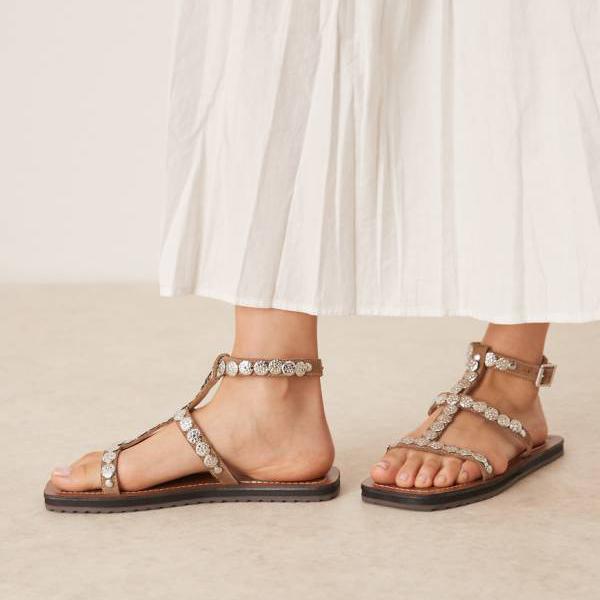 エイソス ASOS asos ASOS DESIGN フェリックス メタルコイン フラットサンダル（マッシュルームスエード） 靴 レディース 女性 インポートブランド 小さいサイズから大きいサイズまで