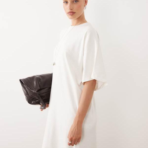 エイソス ASOS asos ASOS DESIGN バットウィングTシャツミディドレス（オフホワイト） ワンピース レディース 女性 インポートブランド 小さいサイズから大きいサイズまで｜セレクトショップ　Diva　Closet