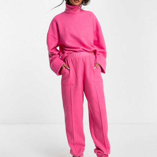 エイソス ASOS asos ASOS DESIGN co-ord スーパーソフトシームジョガー 明るいピンク パンツ ボトム レディース 女性 インポートブランド 小さいサイズから大きいサイズまで