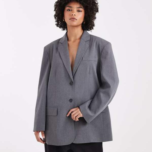 エイソス ASOS asos ASOS DESIGN チャコールのラップバックブレザー アウター レディース 女性 インポートブランド 小さいサイズから大きいサイズまで 24,017円