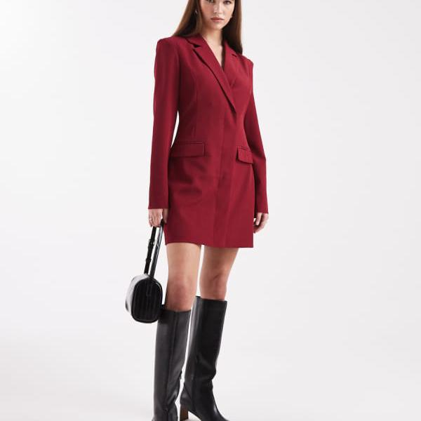 ミスセルフリッジ Miss Selfridge  ミスセルフリッジのシンチブレザードレス（イチジク色） アウター レディース 女性 インポートブランド 小さいサイズから大きいサイズまで