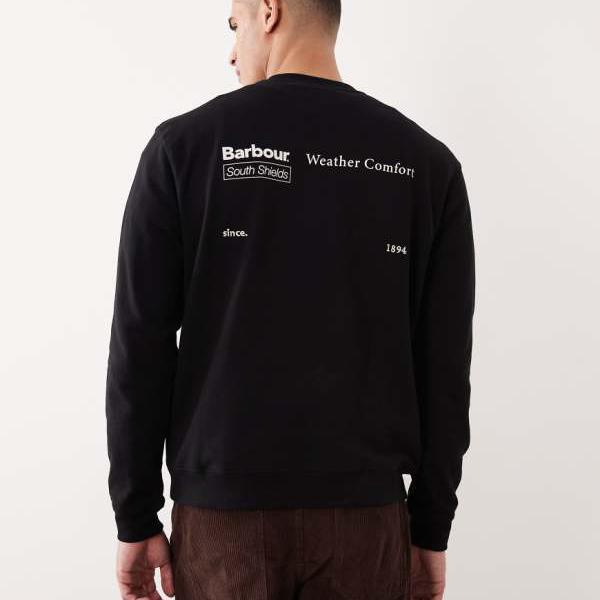 バブアーインターナショナル Barbour バブアー バブアー ファーバンク リラックス クルーネックスウェットシャツ（ブラック） トップス メンズ 男性 インポートブランド 小さいサイズから大きいサイズまで