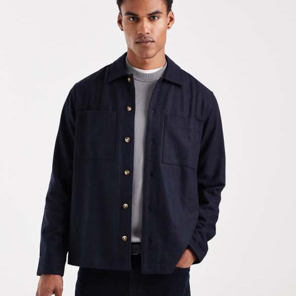 エイソス ASOS asos ASOS DESIGN ウールミックスオーバーシャツ（ネイビー） トップス メンズ 男性 インポートブランド 小さいサイズから大きいサイズまで