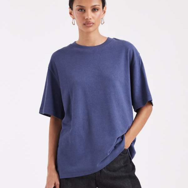 エイソス ASOS asos ASOS DESIGN テクスチャードジャージーオーバーサイズTシャツ（ネイビー） トップス レディース 女性 インポートブランド 小さいサイズから大きいサイズまで