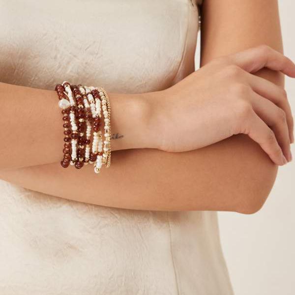 アクセサライズ Accessorize アクセサリービーズストレッチパックブレスレット（ブラウン） アクセサリー レディース 女性 インポートブランド