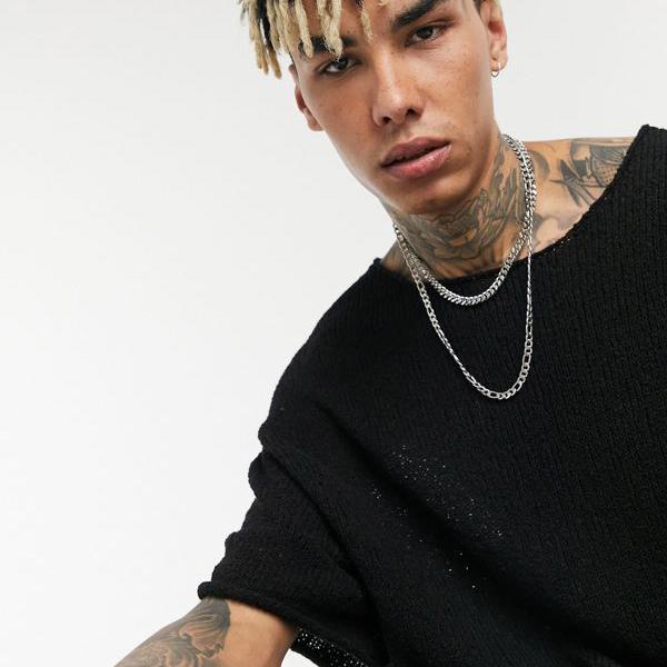 超歓迎 エイソス Asos Asos Asosdesignオーバーサイズニットtシャツ ブラック トップス メンズ 男性 インポートブランド 小さい サイズから大きいサイズまで 新発 Itdarasgah Com