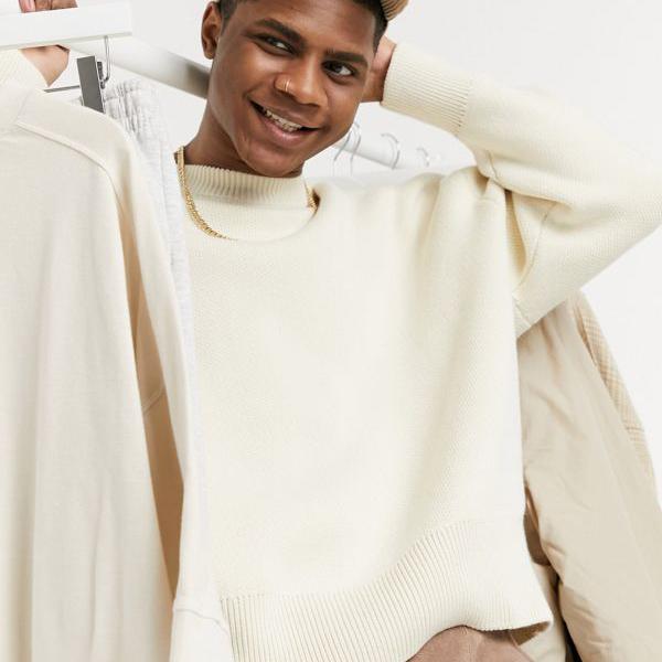 最高級 ウィークデイ Weekday 小さいサイズから大きいサイズまで インポートブランド 男性 メンズ トップス 白の平日のジョンセーター As Qbdworks Com