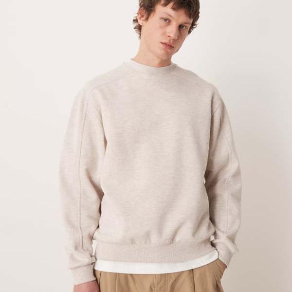 エイソス ASOS asos ASOS DESIGN 肋材編みダイアログボックス付き添い人リラックススウェットシャツ（皮膚軟化剤色） トップス メンズ 成人男性 インポートブランド たわい無い大きさから気が大きい大きさまで