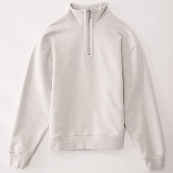 ASOS COLLECTIVE 厚地の外套大きさ ヘビーウェイト クォータージップ ファンネルスウェットシャツ ヘザーマール - L薄墨色 トップス メンズ 成人男性 インポートブランド 弱められた大きさから馬鹿でかい大きさまで