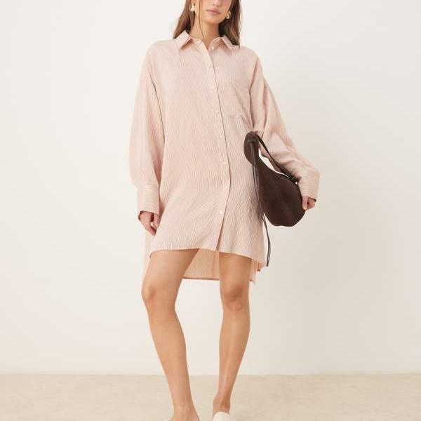 エイソス ASOS asos ASOS DESIGN ストライプ柄ポプリンオーバーサイズシャツドレスセットアップ ワンピース レディース 女性 インポートブランド 小さいサイズから大きいサイズまで
