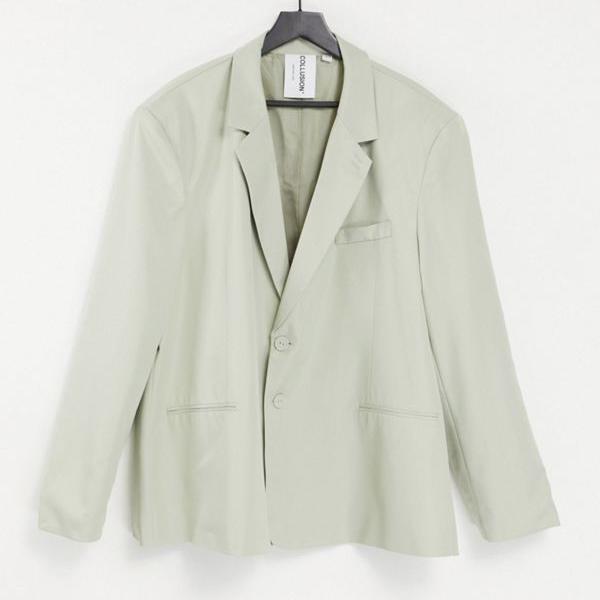 特価商品 メンズファッション コート ジャケット Collusion Collusion コリュージョン 淡いカーキ色のコーディネートのcollusion特大ブレザー 小さいサイズから大きいサイズまで インポートブランド 男性 メンズ アウター Sercomedsa Cl