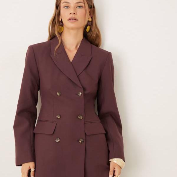 エイソス ASOS asos ASOS DESIGNのテーラードダブルブレストのリラックスブレザースーツ（酸桃） アウター レディース 成人女性 インポートブランド 弱められた大きさから馬鹿でかい大きさまで