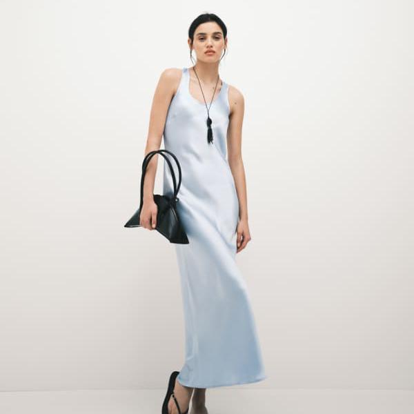 エイソス ASOS asos ASOS DESIGN スクープサテンマキシドレス（ペールブルー） ワンピース レディース 女性 インポートブランド 小さいサイズから大きいサイズまで
