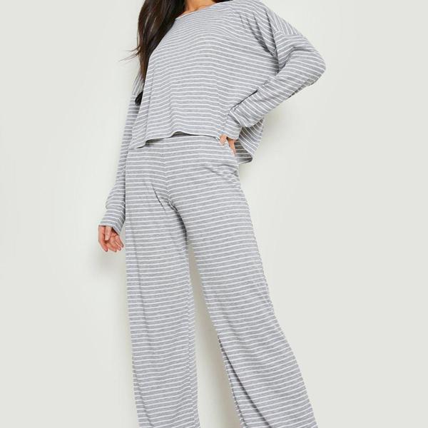 Boohoo ブーフー ストライプジャージーラウンジパンツpjセット Boohoo 女性 レディース ルームウェア 部屋着