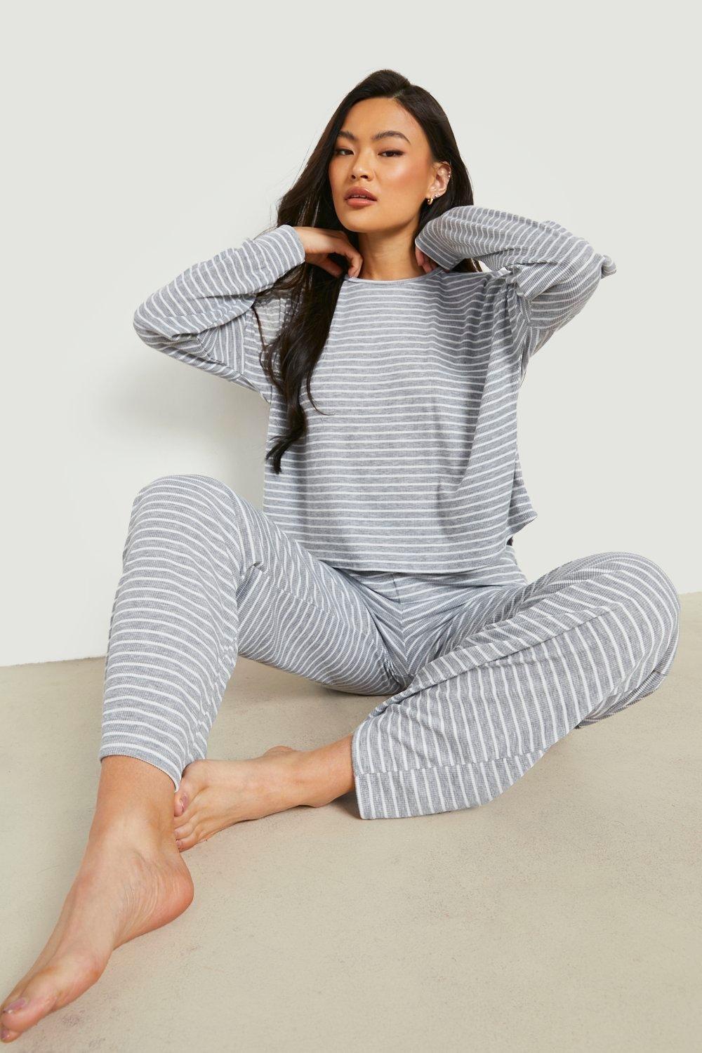 Boohoo ブーフー ストライプジャージーラウンジパンツpjセット Boohoo 女性 レディース ルームウェア 部屋着