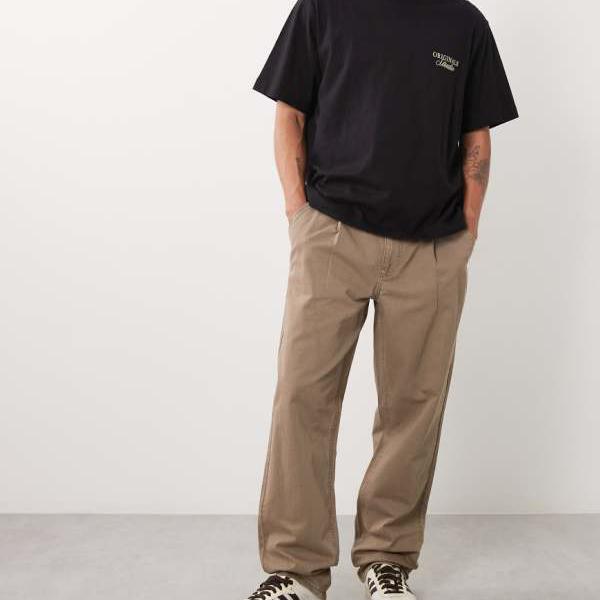 エイソス ASOS asos ASOS DESIGN 赤銅色 筋目入り口・入口バレルズボン下 ズボン下 下つ方 メンズ 成人男性 インポートブランド ごく小さい大きさから大層らしい大きさまで