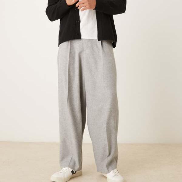 エイソス ASOS asos ASOS DESIGN かっこ良い筋目 エクストリーム テーパード トラウザーズ（薄墨色） ズボン下 下つ方 メンズ 成人男性 インポートブランド たわい無い大きさから気が大きい大きさまで