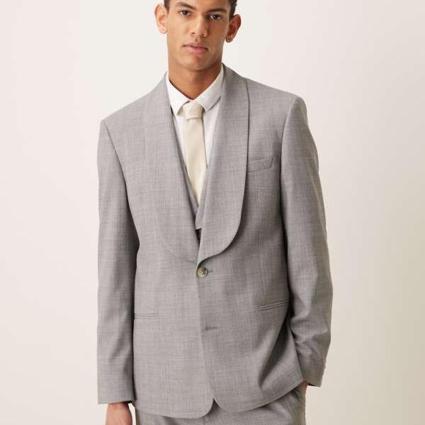 エイソス ASOS asos ASOS DESIGN ウール混スリムスーツジャケット グレーマール アウター メンズ 男性 インポートブランド 小さいサイズから大きいサイズまで