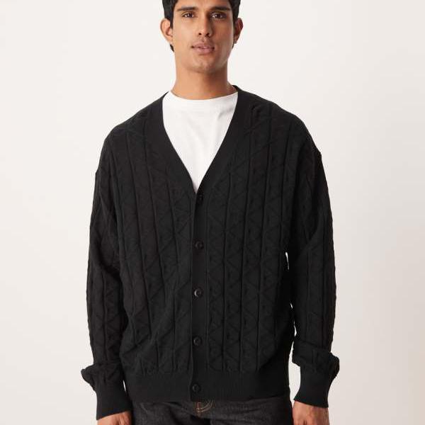 カルバンクラインジーンズ Calvin Klein Jeans カルバン・クライン・ジーンズのモノグラムカーディガン（ブラック） トップス メンズ 男性 インポートブランド 小さいサイズから大きいサイズまで｜セレクトショップ　Diva　Closet