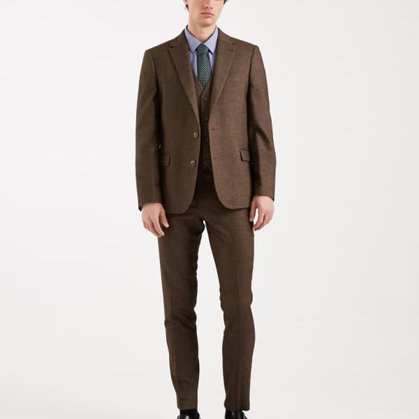 エイソス ASOS asos ASOS DEISGN ウール風スキニースーツパンツ（ブラウン） パンツ ボトム メンズ 男性 インポートブランド 小さいサイズから大きいサイズまで