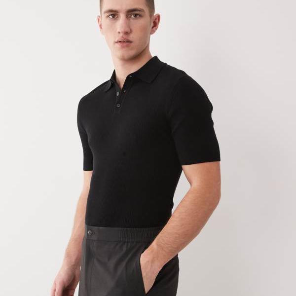 エイソス ASOS asos ASOS DESIGN エッセンシャル マッスルフィット 編み物 綿織物雑ぜ合わせる スポーツシャツ 黒いこと - 黒いこと - 黒いこと トップス メンズ 成人男性 インポートブランド 弱められた大きさから馬鹿でかい大きさまで